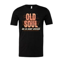 Trenz Shirt Company Old Soul in a New World Short Sleeve Graphic T-Shirt-Black-XL