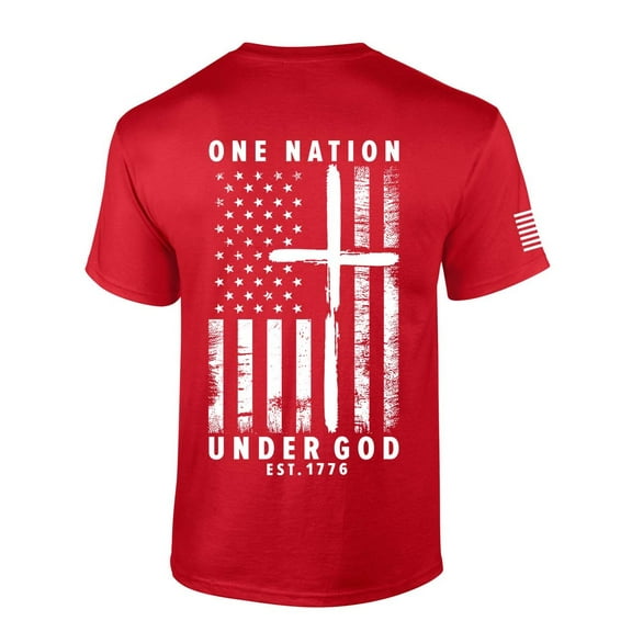 Trenz Shirt Company One Nation Under God American Flag Short Sleeve T-shirt-Red-xl