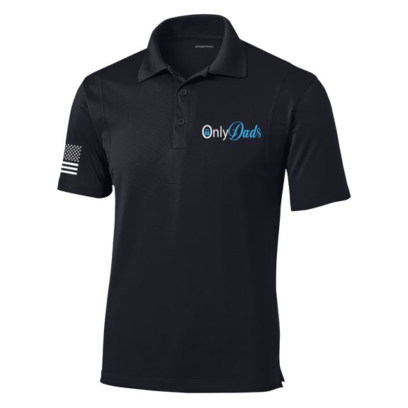 Trenz Shirt Company OnlyDads Funny Embroidered Golf Polo American Flag Sleeve-Black-XX-Large
