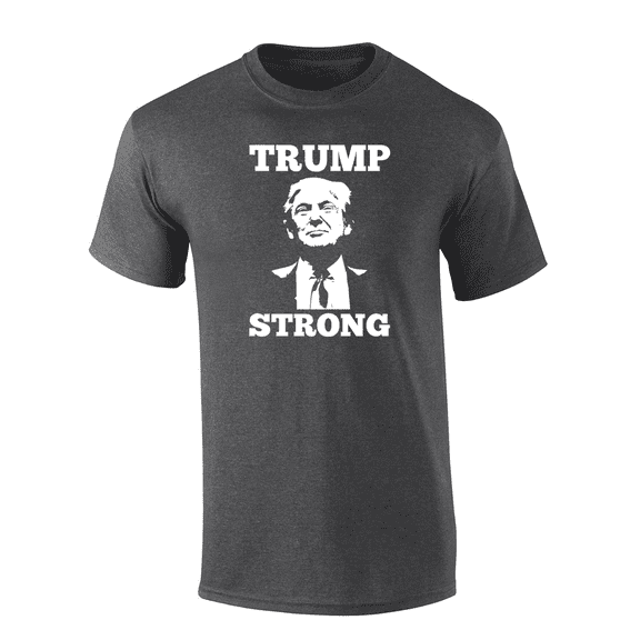 Trenz Shirt Company Patriotic 45th President Trump Strong Short Sleeve Mens Graphic T-Shirt-Heather Grey-large