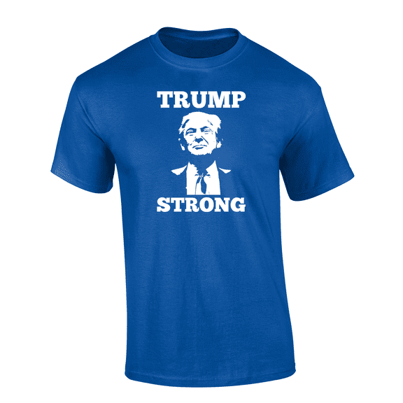 Trenz Shirt Company Patriotic 45th President Trump Strong Short Sleeve Mens Graphic T-Shirt-Royal-medium