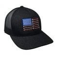 thumbnail image 1 of Trenz Shirt Company Patriotic American Golf Flag Trucker Mesh Snapback Hat- Black Heather, Black Mesh, 1 of 4