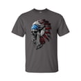 thumbnail image 1 of Trenz Shirt Company Patriotic Chief Skull Unisex Short Sleeve T-shirt-Charcoal-2XL, 1 of 4