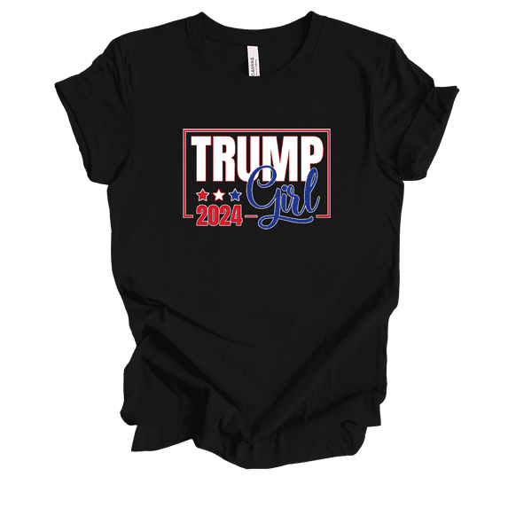 Trenz Shirt Company Patriotic Trump Girl 2024 Short Sleeve Womens Graphic T-Shirt-Black-large