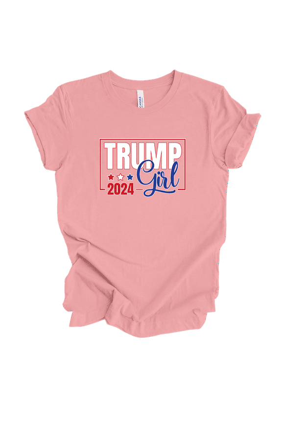 Patriotic Trump Girl 2024 Short Sleeve Womens Graphic T-Shirt-Pink-xxl