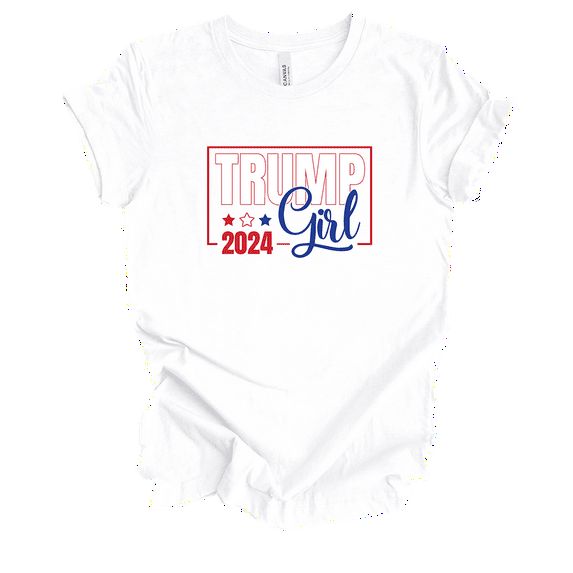 Trenz Shirt Company Patriotic Trump Girl 2024 Short Sleeve Womens Graphic T-Shirt-White-medium