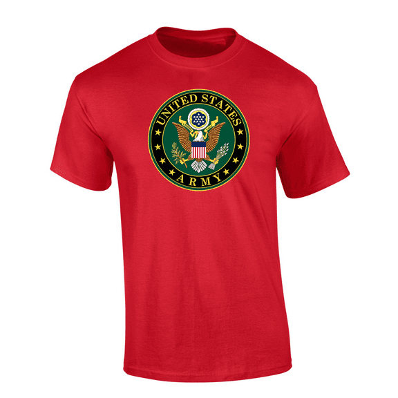 Trenz Shirt Company Patriotic Veteran United States Army USA Seal Short Sleeve Mens Graphic T-Shirt-Red-xxxl