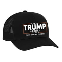 Trenz Shirt Company Political Elect That MF'ER Again Trump 2024 Embroidered Trucker Mesh Snapback Hat-Black-Black