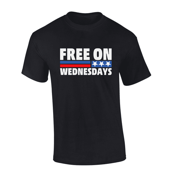 Trenz Shirt Company Political Free On Wednesdays Short Sleeve Mens Graphic T-Shirt-Black-4xl