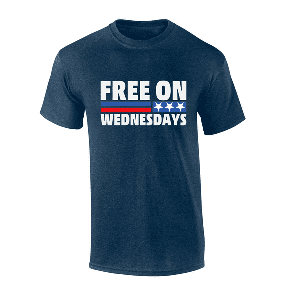 Trenz Shirt Company Political Free On Wednesdays Short Sleeve Mens Graphic T-Shirt-Heather Navy-large