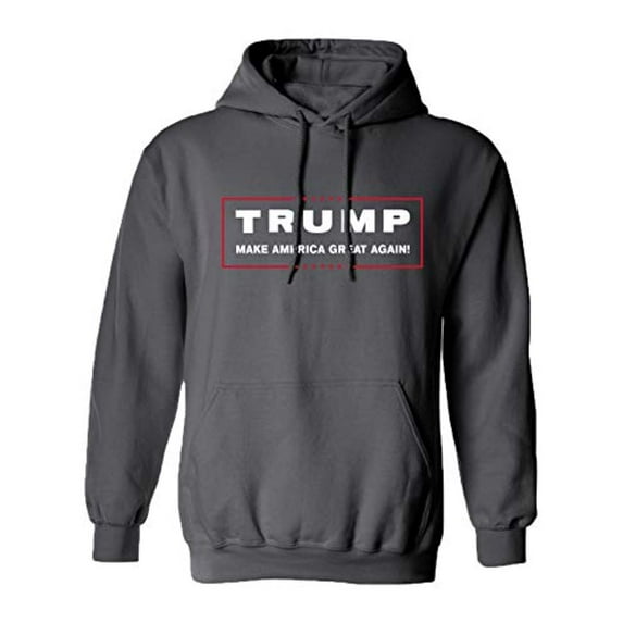 Trenz Shirt Company Political Trump Make America Great Again Adult Hooded Pullover-Charcoal-XXXL