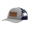 thumbnail image 1 of Trenz Shirt Company Political Trump Take America Back 2024 Embroidered Leather Patch Trucker Snapback Hat- Heather Grey/American Flag, 1 of 4