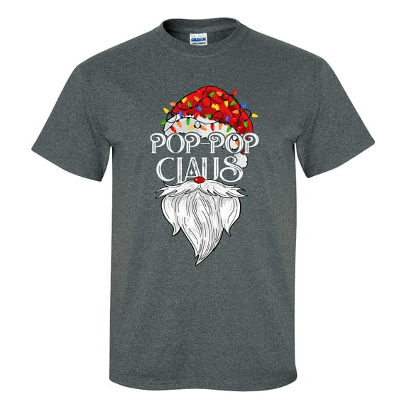 Trenz Shirt Company Pop-Pop Clause Short Sleeve Shirt-Dark Heather Grey-3XL