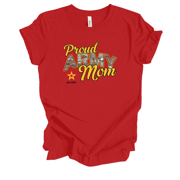 Trenz Shirt Company Proud Army Mom United States Army Short Sleeve Womens Graphic T-Shirt-Red-large