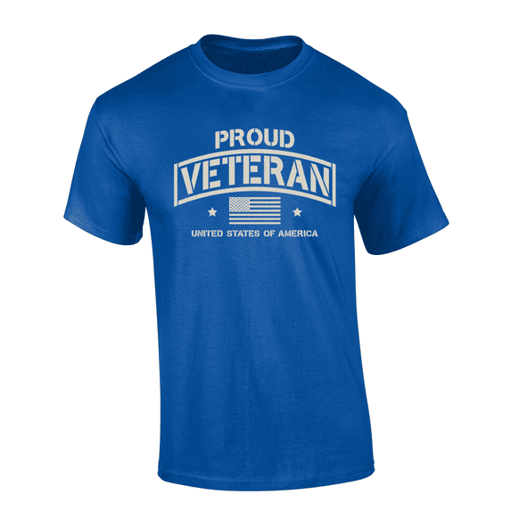 Trenz Shirt Company Proud Veteran United States Of America Short Sleeve Mens Graphic T-Shirt-Royal-4xl