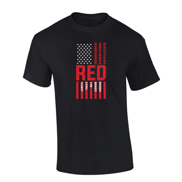 Trenz Shirt Company RED Flag: Remember Everyone Deployed Short Sleeve Mens Graphic T-Shirt-Black-xl
