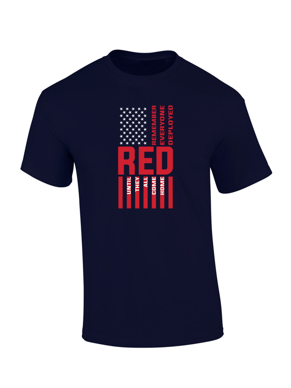 RED Flag: Remember Everyone Deployed Short Sleeve Mens Graphic T-Shirt-Navy-medium