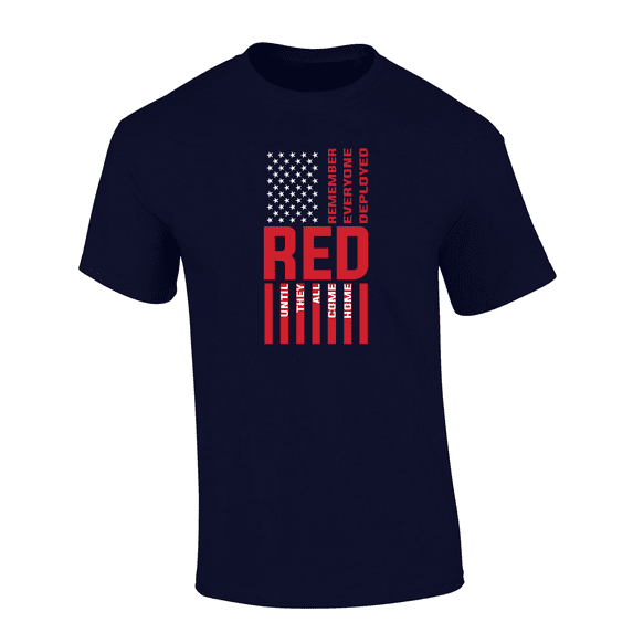 Trenz Shirt Company RED Flag: Remember Everyone Deployed Short Sleeve Mens Graphic T-Shirt-Navy-small