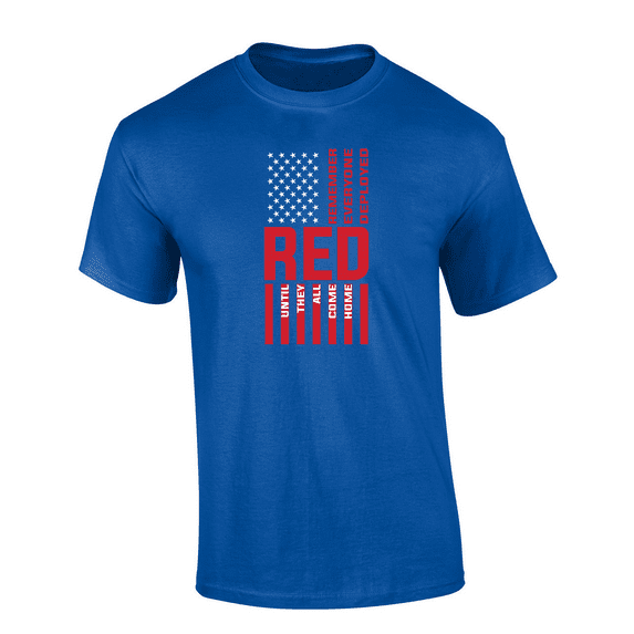 Trenz Shirt Company RED Flag: Remember Everyone Deployed Short Sleeve Mens Graphic T-Shirt-Royal-5xl