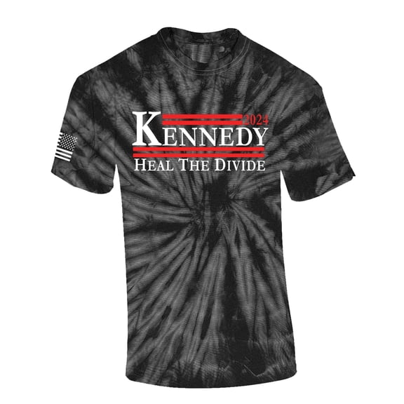 Trenz Shirt Company RFK Jr. Kennedy Heal The Divide Kennedy 2024 Short Sleeve T-shirt-Black Tie Dye-small
