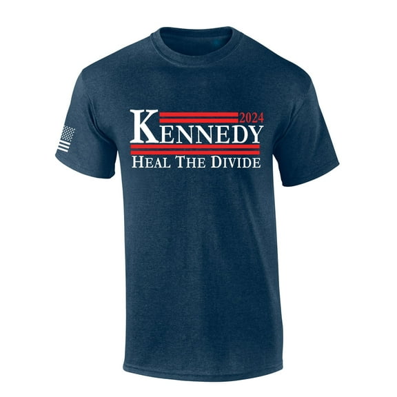 Trenz Shirt Company RFK Jr. Kennedy Heal The Divide Kennedy 2024 Short Sleeve T-shirt-Heather Navy-medium