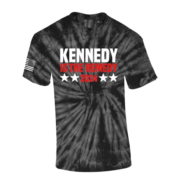Trenz Shirt Company RFK Jr. Kennedy Is The Remedy Kennedy 2024 Short Sleeve T-shirt-Black Tie Dye-small