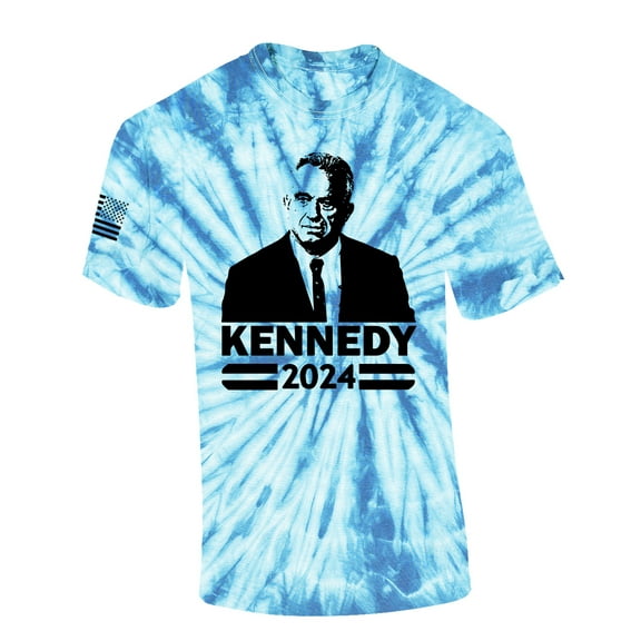 Trenz Shirt Company RFK Jr. Kennedy Portrait Kennedy 2024 Short Sleeve T-shirt-Light Blue Tie Dye-medium