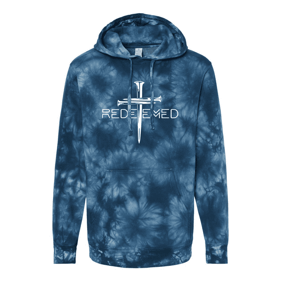 Trenz Shirt Company Redeemed Cross Nails Mens Christian Tie-Dye Hoodie-Navy-xxxl