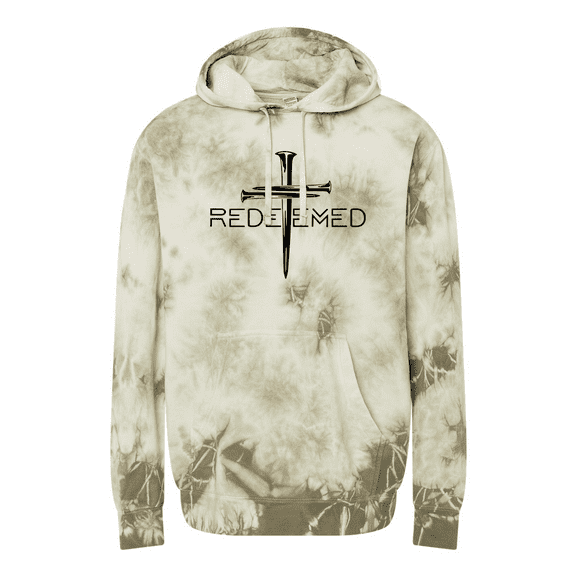 Trenz Shirt Company Redeemed Cross Nails Mens Christian Tie-Dye Hoodie-Olive-large