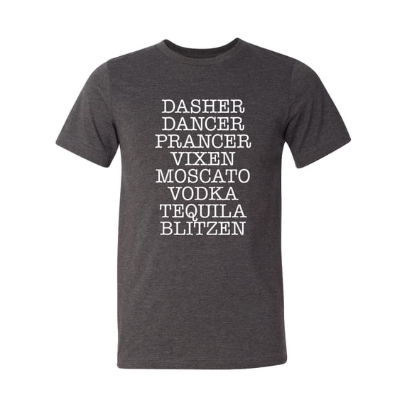 Trenz Shirt Company Reindeer Alcohol Unisex Short Sleeve T-shirt-Dark Heather Grey-4XL