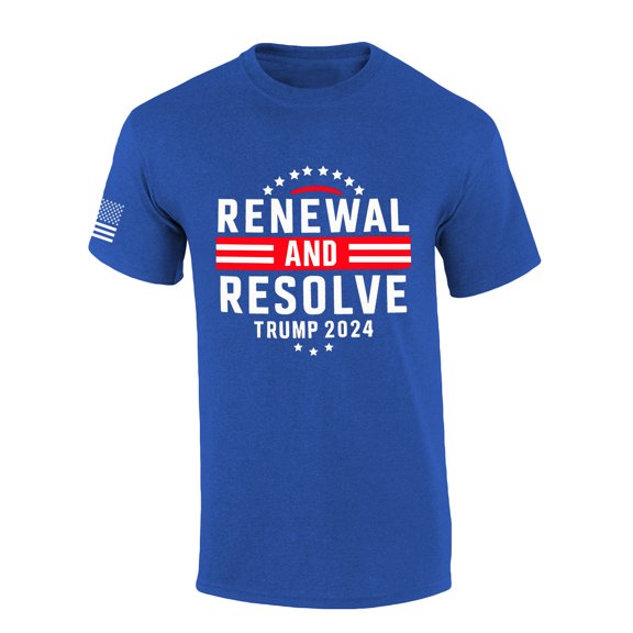 Trenz Shirt Company Renewal And Resolve Trump 2024 Mens Graphic T-Shirt-Heather Royal-xl