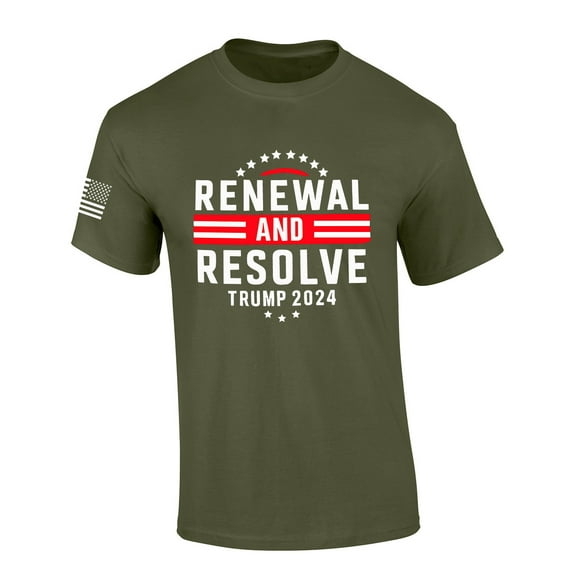 Trenz Shirt Company Renewal And Resolve Trump 2024 Mens Graphic T-Shirt-Military-6xl