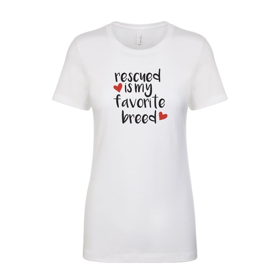 Trenz Shirt Company Rescued is My Favorite Breed Hearts Ladies Slim Fit Short Sleeve T-Shi White