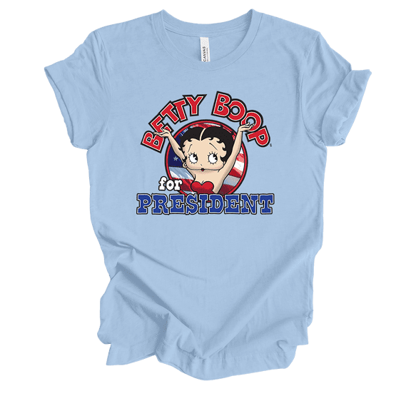 Trenz Shirt Company Retro Betty Boop For President 2024 Short Sleeve Womens Graphic T-Shirt-Baby Blue-xl