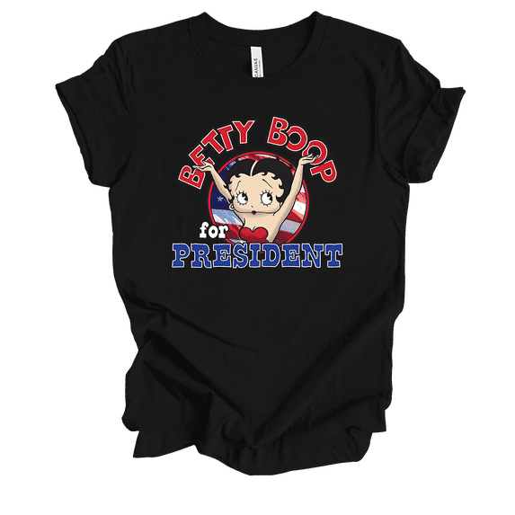 Trenz Shirt Company Retro Betty Boop For President 2024 Short Sleeve Womens Graphic T-Shirt-Black-xxxl