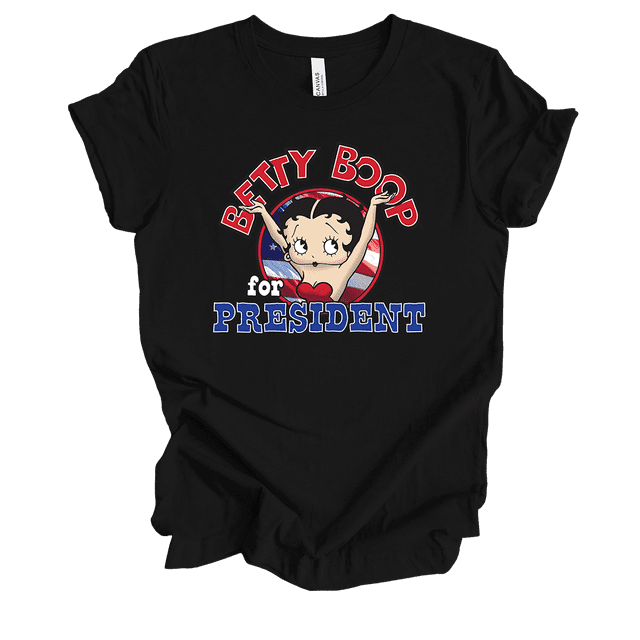 Trenz Shirt Company Retro Betty Boop For President 2024 Short Sleeve Womens Graphic T-Shirt-Black-xxxl