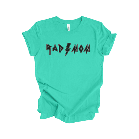 Trenz Shirt Company Retro Rad Mom Lightning Bolt Tshirt for Women, Mother's Day Casual-Teal-Small