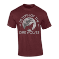 thumbnail image 1 of Trenz Shirt Company Return of the Dire Wolves Graphic T-Shirt – Wolf Howling at the Moon Design, Short Sleeve-Maroon-small, 1 of 1