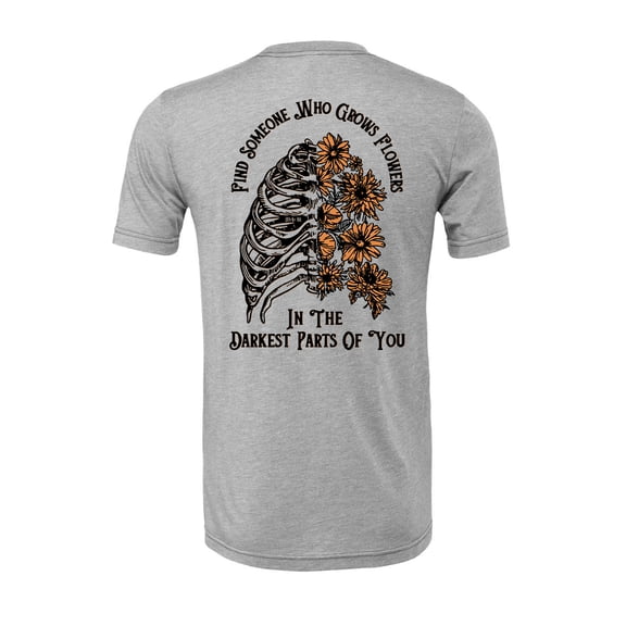 Trenz Shirt Company Rib Cage with Flowers Country Singer Inspired Short Sleeve Graphic T-Shirt-Athletic Heather-XXL