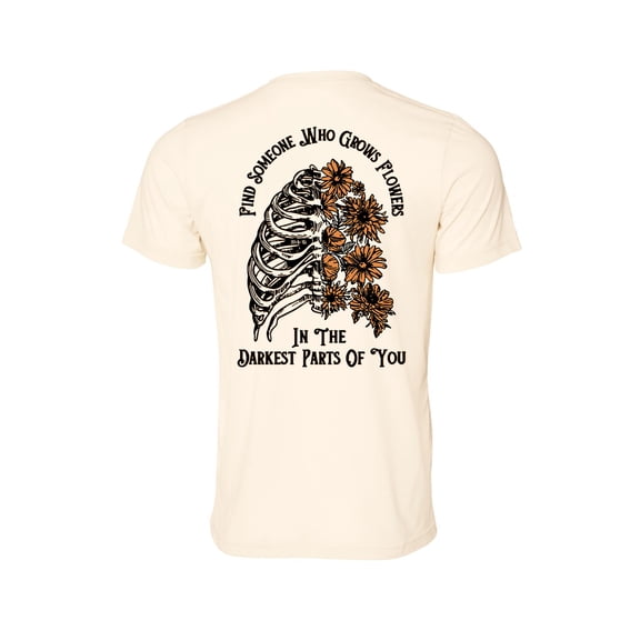 Trenz Shirt Company Rib Cage with Flowers Country Singer Inspired Short Sleeve Graphic T-Shirt-Heather Neutral-XL