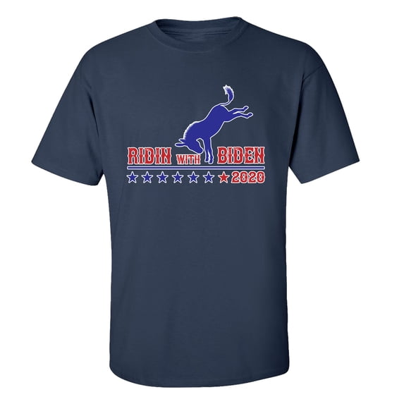 Trenz Shirt Company Ridin with Biden 2020 Unisex Short Sleeve T-shirt-Navy-large