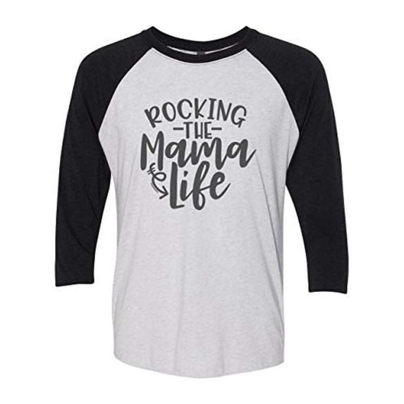 Trenz Shirt Company Rocking This Mama LifeLadies Baseball Tee-Black-Medium
