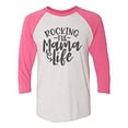 thumbnail image 1 of Trenz Shirt Company Rocking This Mama LifeLadies Baseball Tee-Pink-Medium, 1 of 4