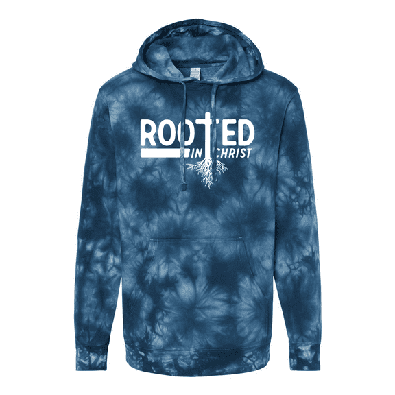 Trenz Shirt Company Rooted in Christ Tree Roots Mens Christian Tie-Dye Hoodie-Navy-xl