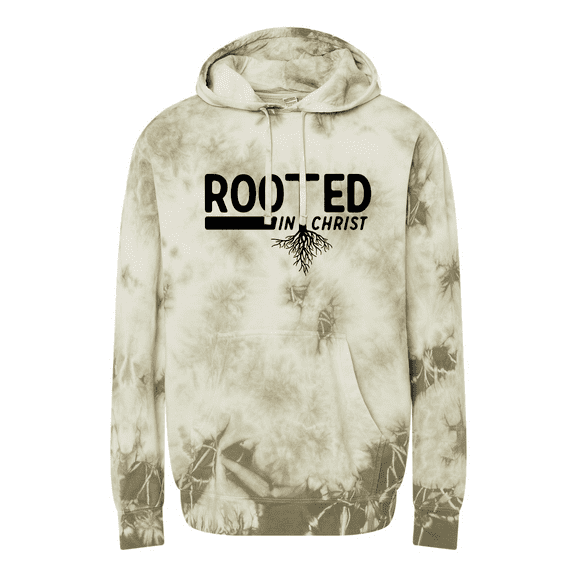 Trenz Shirt Company Rooted in Christ Tree Roots Mens Christian Tie-Dye Hoodie-Olive-xl