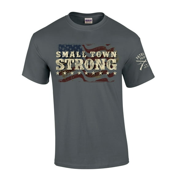 Trenz Shirt Company Small Town Strong Country Music Short Sleeve T-shirt Graphic Tee-Charcoal-XXL