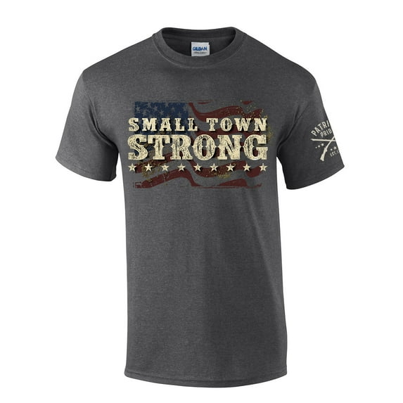 Trenz Shirt Company Small Town Strong Country Music Short Sleeve T-shirt Graphic Tee-Heather Grey-Medium