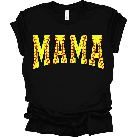 Trenz Shirt Company Softball Mama Womens Short Sleeve T-shirt-Black-Large
