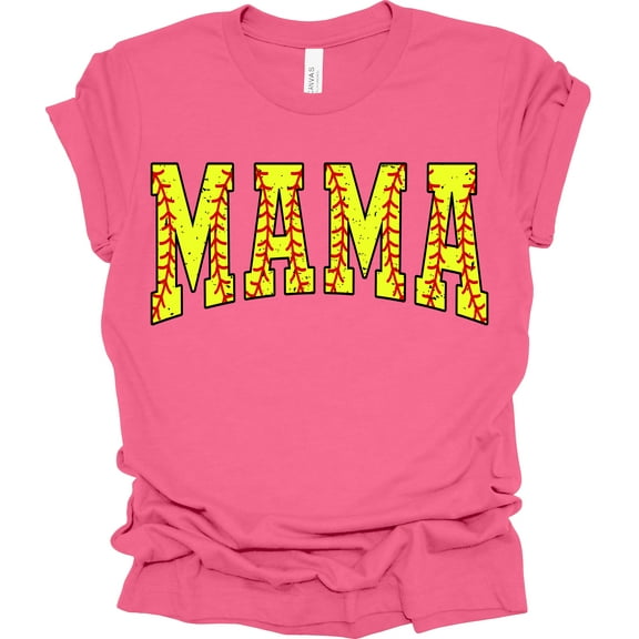 Trenz Shirt Company Softball Mama Womens Short Sleeve T-shirt-Charity Pink-Large