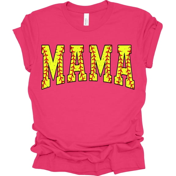 Trenz Shirt Company Softball Mama Womens Short Sleeve T-shirt-Fuchsia-Large